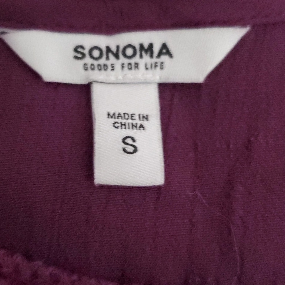 Sonoma Women's Purple Long Sleeve Embroidered Neckline Tunic Size Small - Picture 6 of 10